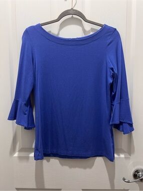 Lilly Pulitzer Royal Blue Bell Sleeve Boatneck Top